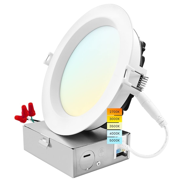 Luxrite 6 Inch LED Recessed Downlight 5CCT 2700K-5000K 18W 1800LM Dimmable Wet Rated IC Rated LR22636-1PK - main